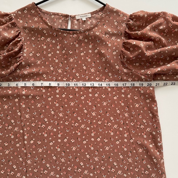 Pleione Brown Floral Puff-Sleeve Blouse - Picture 9 of 12